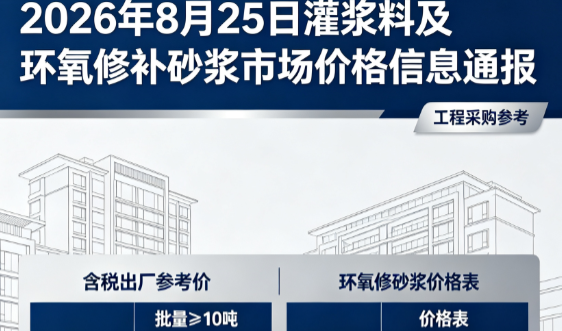 安龙2026年8月25日灌浆料及环氧修补砂浆市场价格信息通报